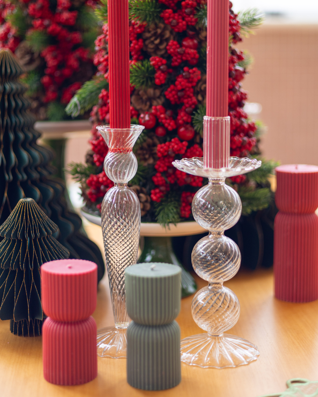 Castiçal Prism em Vidro - 23x10 cm