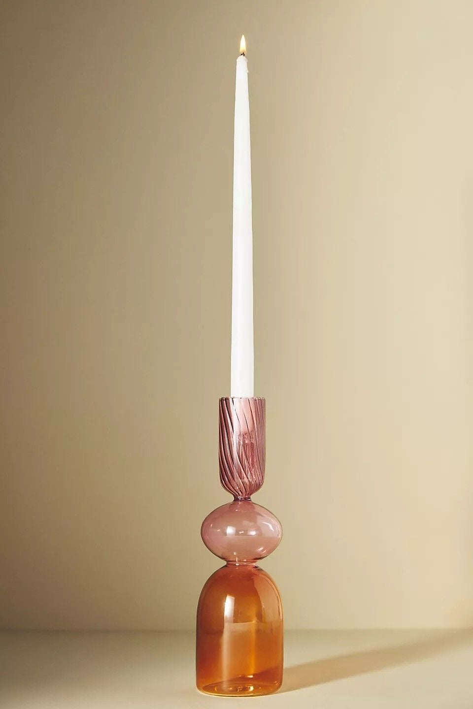 Castiçal Decorativo de Vidro Borossilicato Bold Red and Orange - 28x8 cm