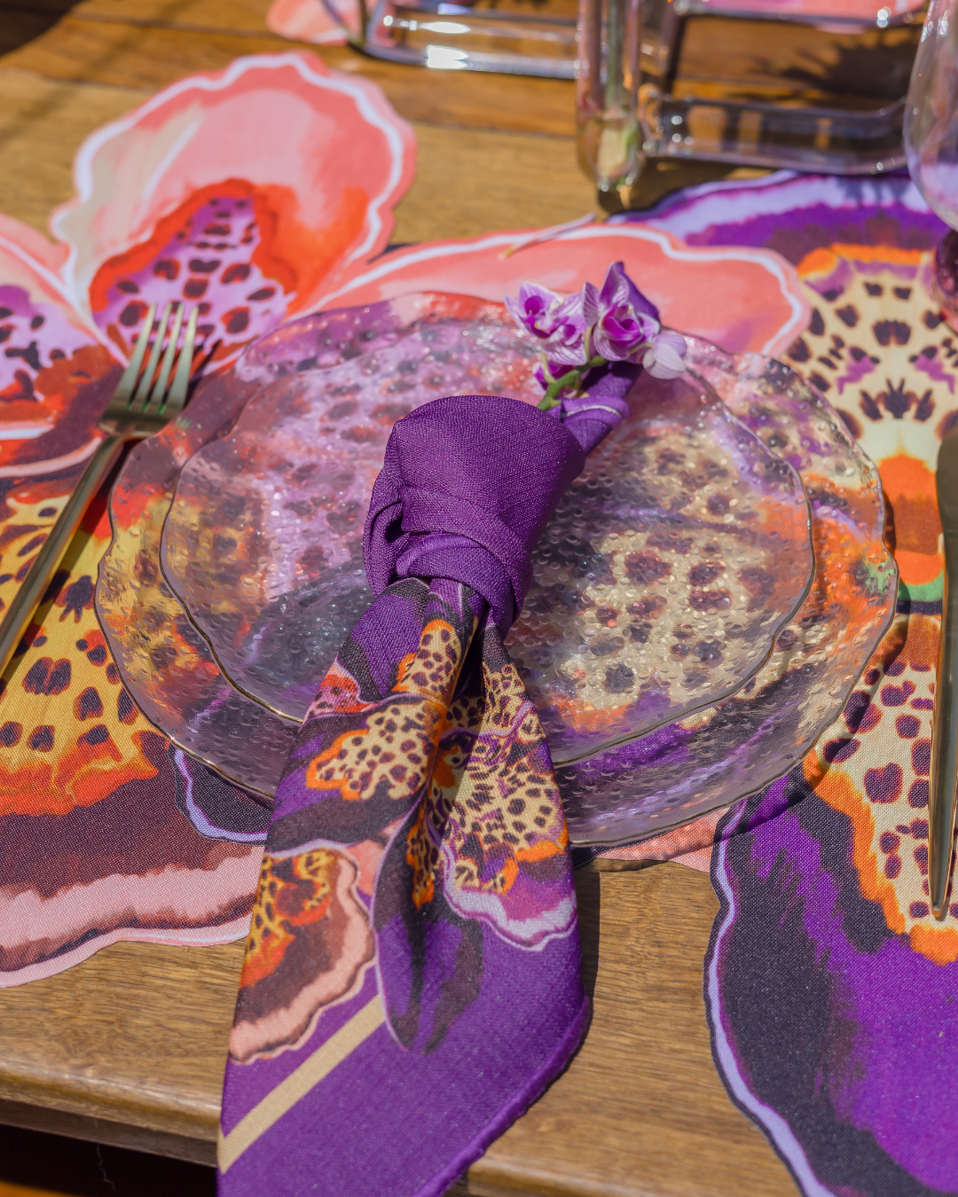 Conjunto 4 Guardanapos Bloom - Orquídea Roxa