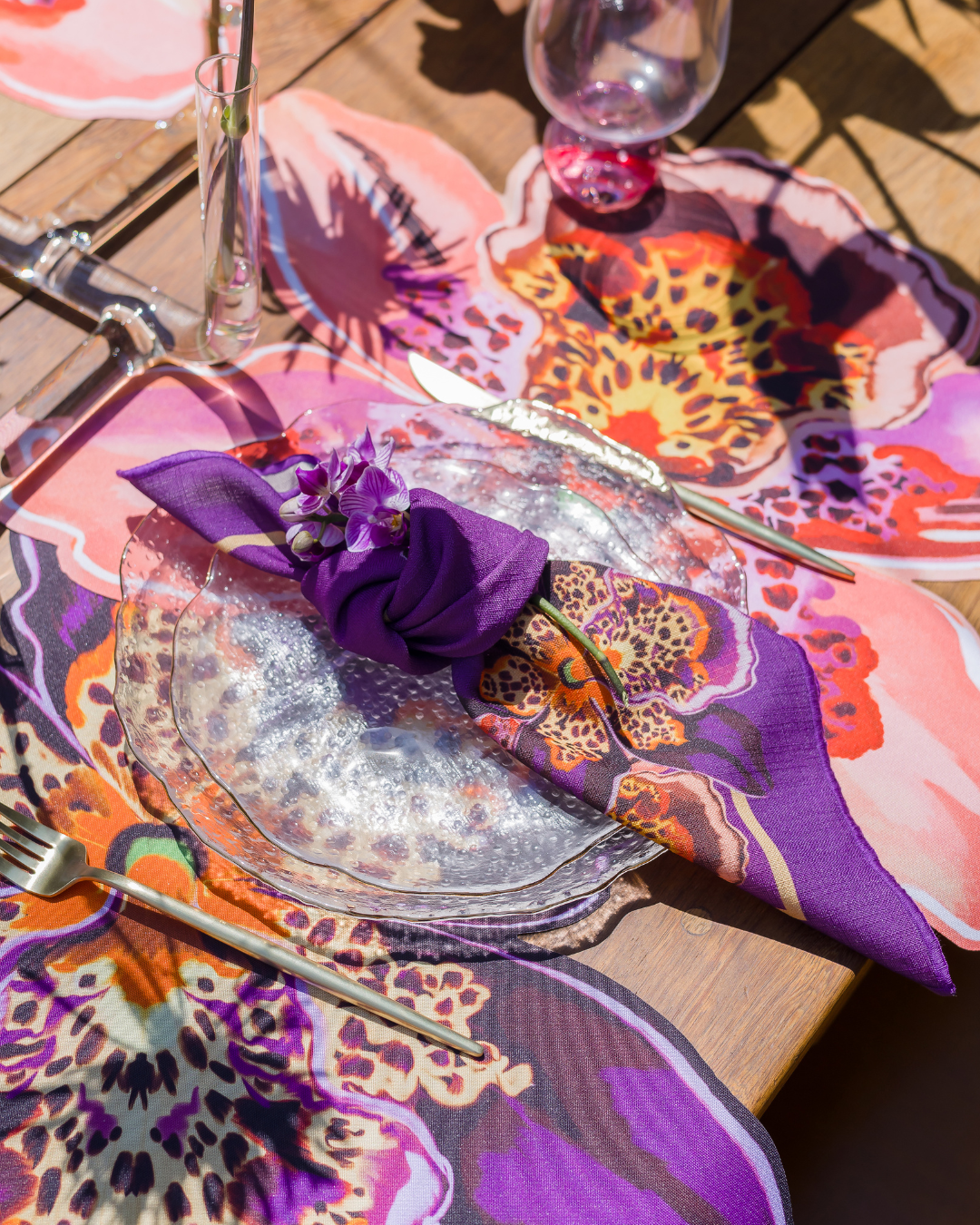 Conjunto 4 Guardanapos Bloom - Orquídea Roxa