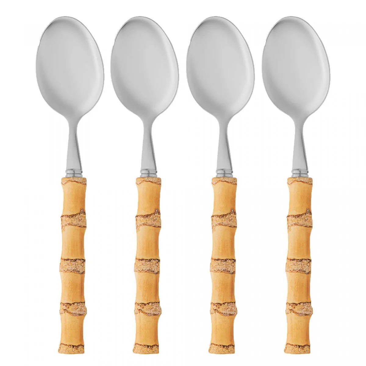 Conjunto 4 Colheres de Sobremesa de Aço Inox com Cabo de Bambu Tulum 16cm