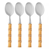 Conjunto 4 Colheres de Sobremesa de Aço Inox com Cabo de Bambu Tulum 16cm