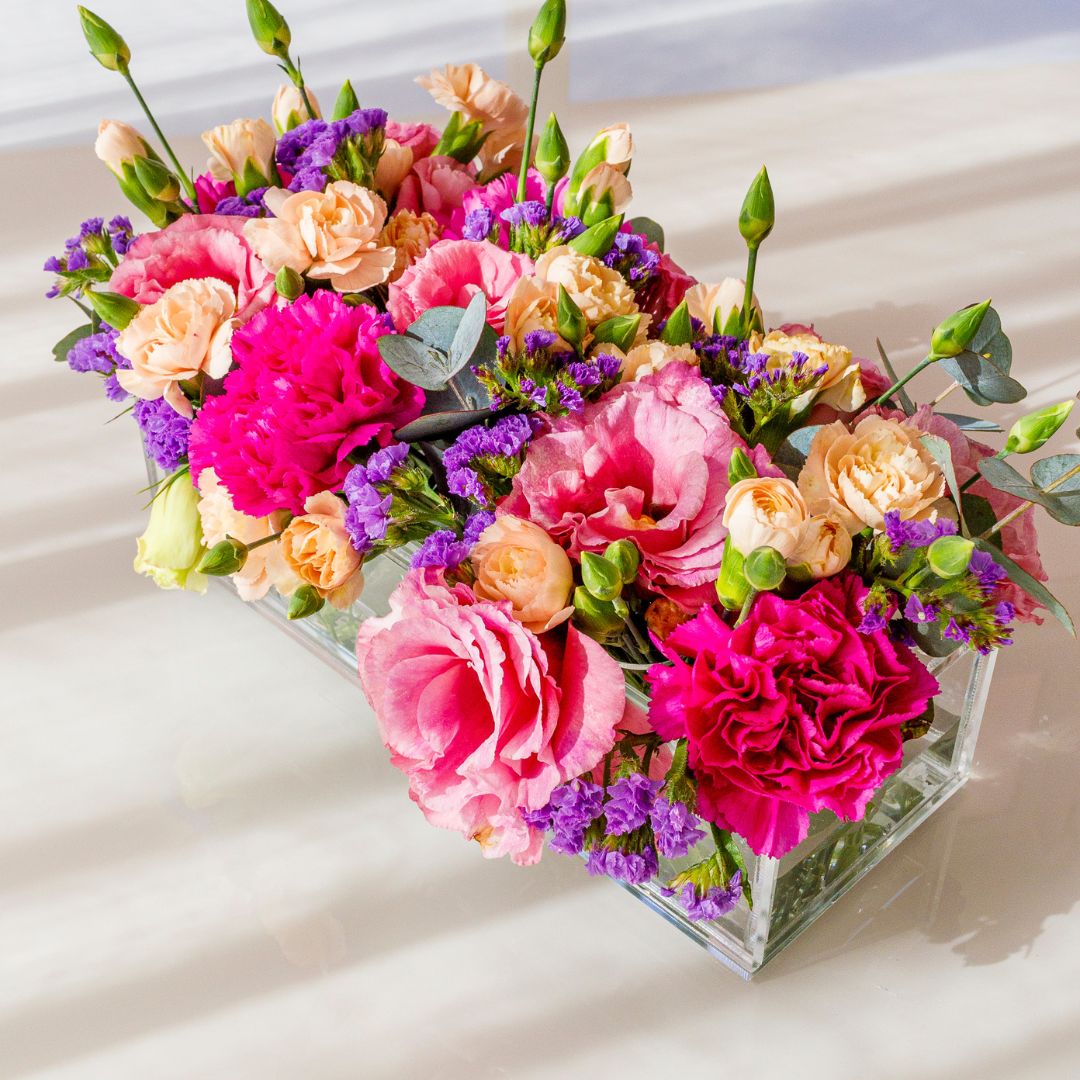 Vaso Acrílico Retangular 16 Furos 34 x 10 x 7 cm