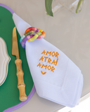 Conjunto 4 Guardanapos  em Linho Bordados Frases