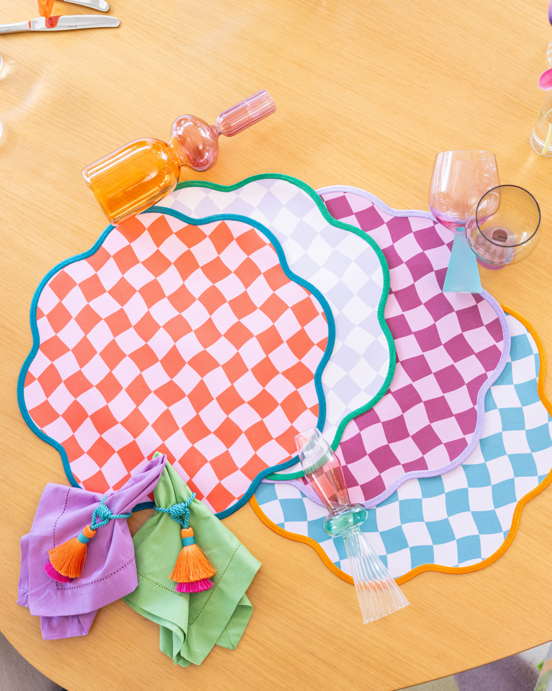 Conjunto 4 Peças Jogo Americano Xadrez Double Face Bold I - Sem Guardanapo