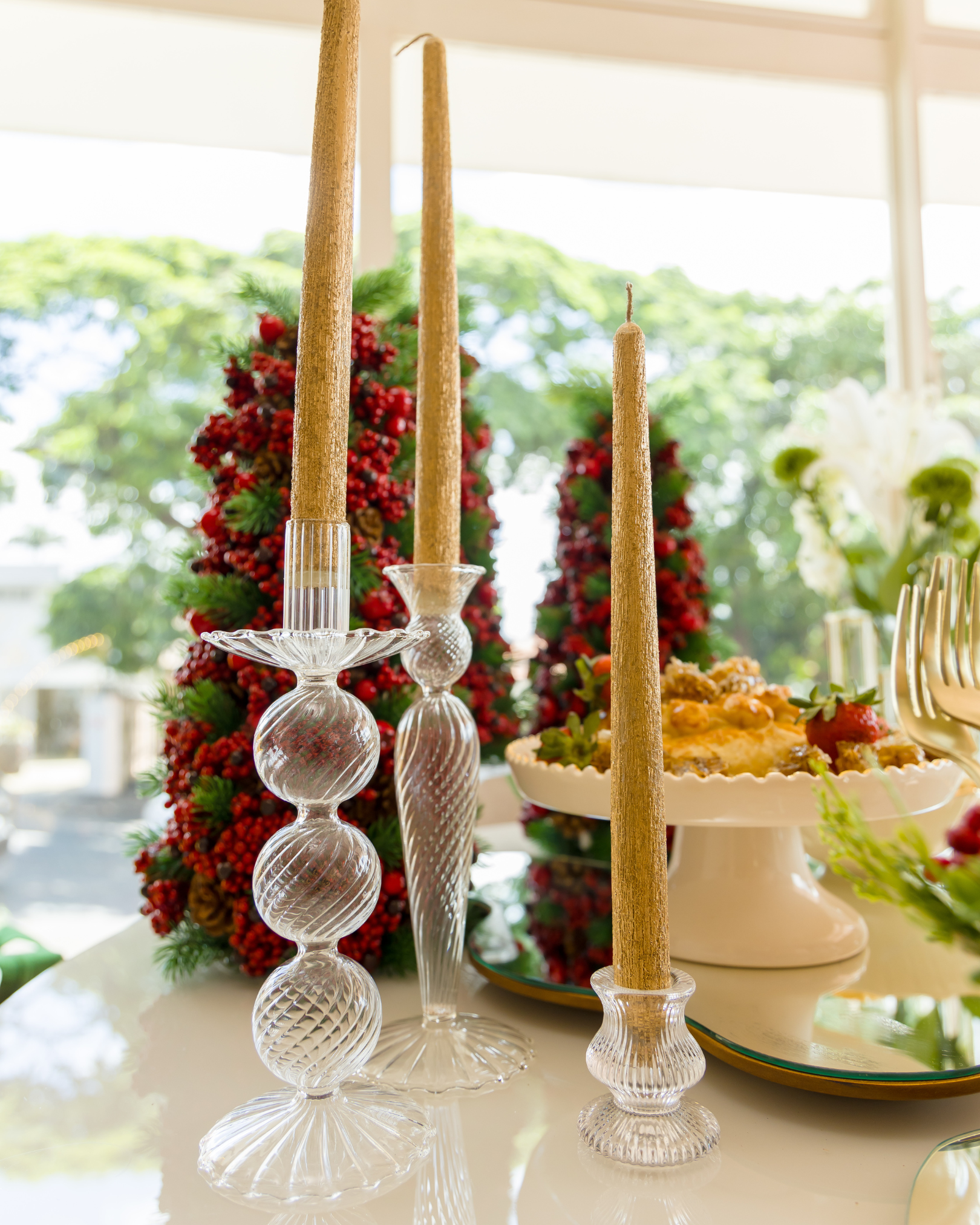 Castiçal Prism em Vidro - 23x10 cm