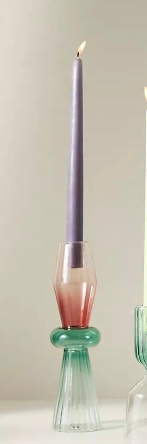 Castiçal Decorativo de Vidro Borossilicato Bold Red and Green - 25 x 4 cm