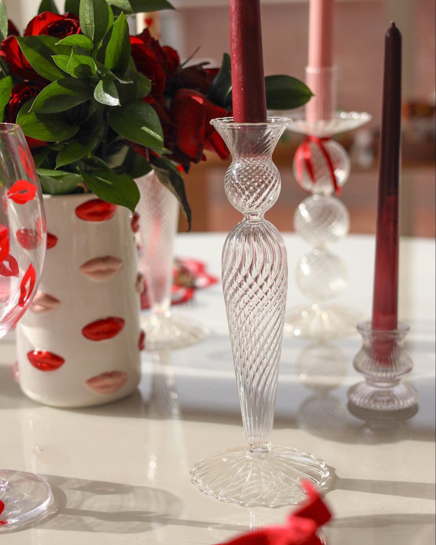 Castiçal Prism em Vidro - 23x10 cm