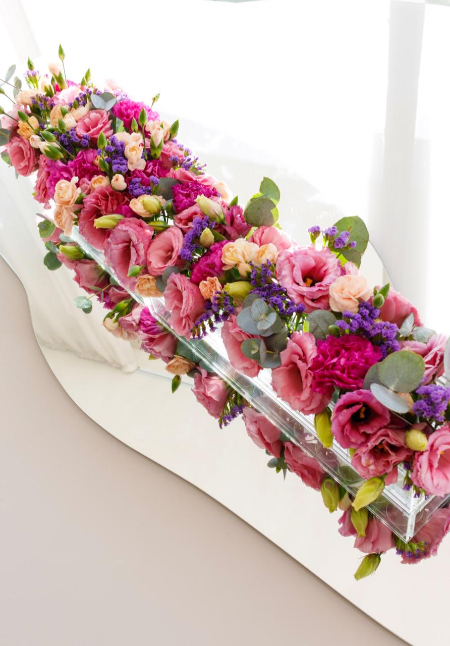 Vaso Acrílico Retangular 16 Furos 34 x 10 x 7 cm