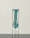 Vaso Decorativo Transparente e Azul Ondulado
