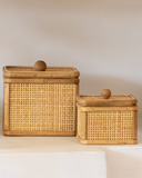 Dupla de Caixas Naturalle Storage em Rattan Natural - 2 Peças