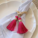 Porta-guardanapo Tassel Palha e Rosa