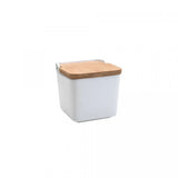 Saleiro de Mesa de Cerâmica com Tampa de Bambu Bianco 12cm