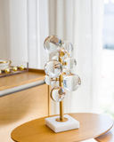 Escultura Decorativa Cristal Transparente e Dourada 36x18x18 cm