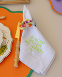 Conjunto 4 Guardanapos  em Linho Bordados Frases