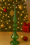Torre de Vidro Decorativa Natalina - Verde 38X10,5cm