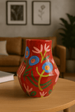 Vaso Cerâmica Vermelho Pintado à Mão