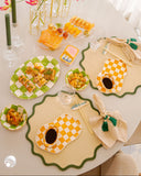 Kit em Cerâmica Xadrez Sushi Haru - Laranja