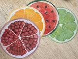 Conjunto 4 Peças Jogo Americano Redondo Fruta