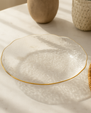 Prato de Cristal de Chumbo Martelado com Borda Dourada Taj – Sobremesa