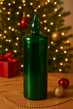 Vela Decorativa de Natal de Vidro Verde- G