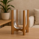 Mini Vaso Simplicidade Natural - Vidro e Madeira