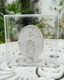 Caixa Acrílico Medalha Nossa Senhora de Fátima 13 x 13 x 3 cm