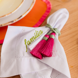 Porta guardanapo Tassel mesclado pink e verde