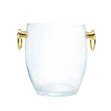 Balde de Vidro C/ Alça de Aço Inox Dourado Asti - 24,5 x 21,5 x 21,5cm