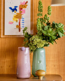 Vaso de Vidro Latch Verde com Tampa Ocre - 15x36 cm