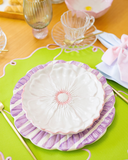 Prato de Sobremesa Flor Decorativo - Branco e Rosa