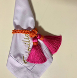 Porta-guardanapo Tassel Pink e Laranja