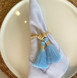 Porta-guardanapo Tassel Bege Azul Claro