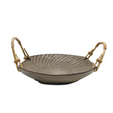 Bowl Porcelana Marrom Escuro Alça de Rattan