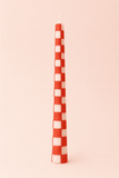 Vela Cônica Xadrez Vermelha - 26cm