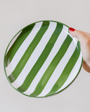 Prato Redondo Liso Listras Verdes 2cm x 26 cm
